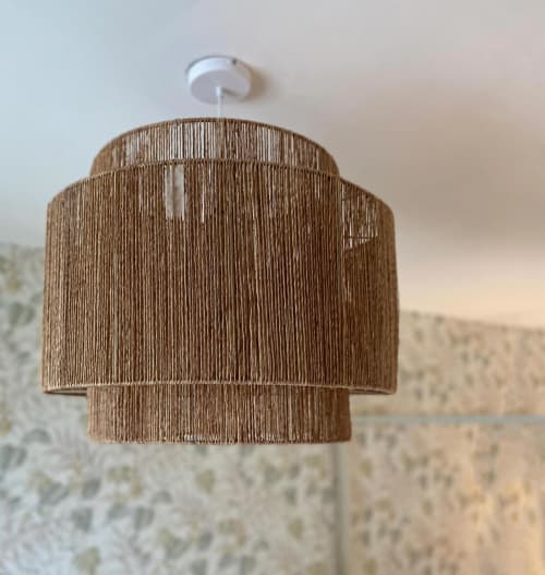 Woven pendant light fixture at Verdolivo bed and breakfast in Sale Marasino, Italy