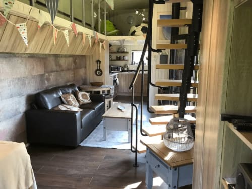 Oak Tree Lodge luxury unique two level shepherd's hut quirky couples retreat family friendly holiday let Dartmouth Start Bay