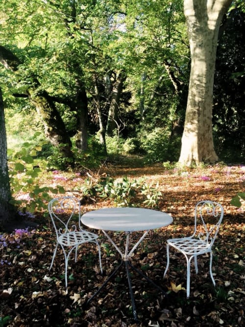 Wrought iron garden table and chairs