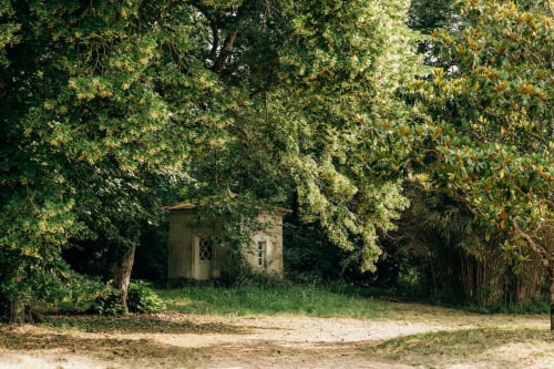 Little garden house under the trees