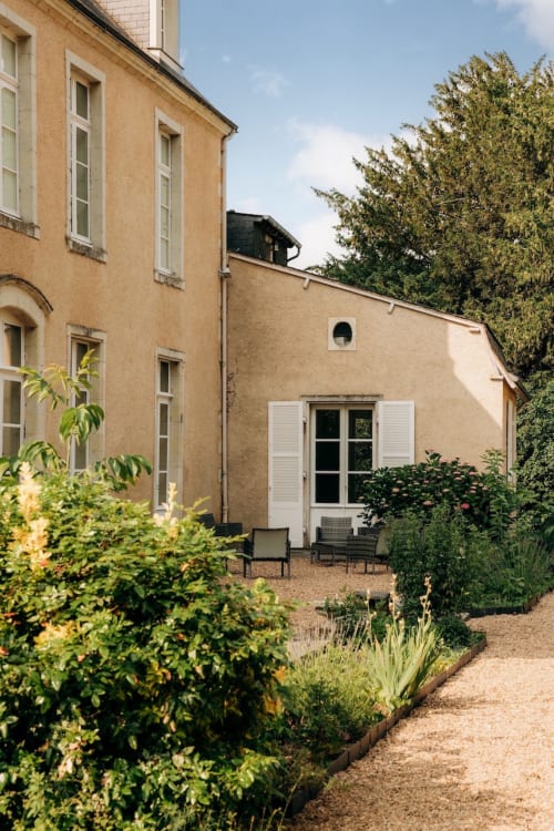 Terrace of the manor surrounded by vegetation
