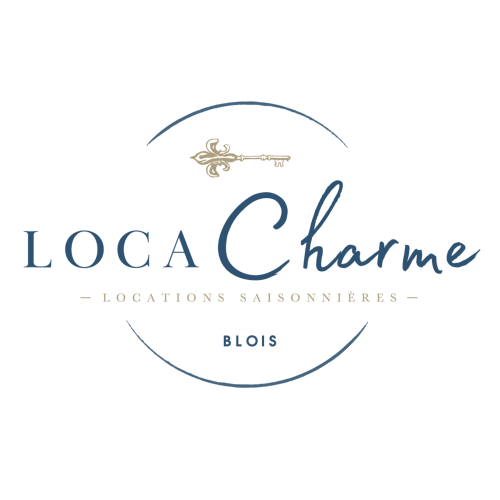 Loca Charme Saisonal-Mietlogo für Blois, Frankreich mit verziertem Schlüsseldesign