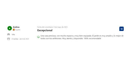 Reseña de 5 estrellas para Casa Rural Villa del Jerte elogiando la villa espaciosa, amenidades y jardín en El Torno