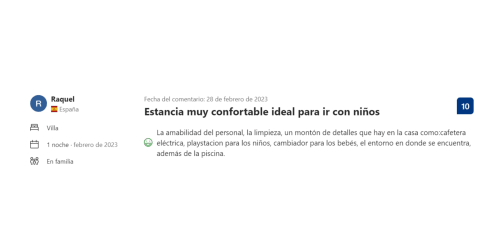 Reseña de huésped de Casa Rural Villa del Jerte elogiando las comodidades aptas para familias y la limpieza