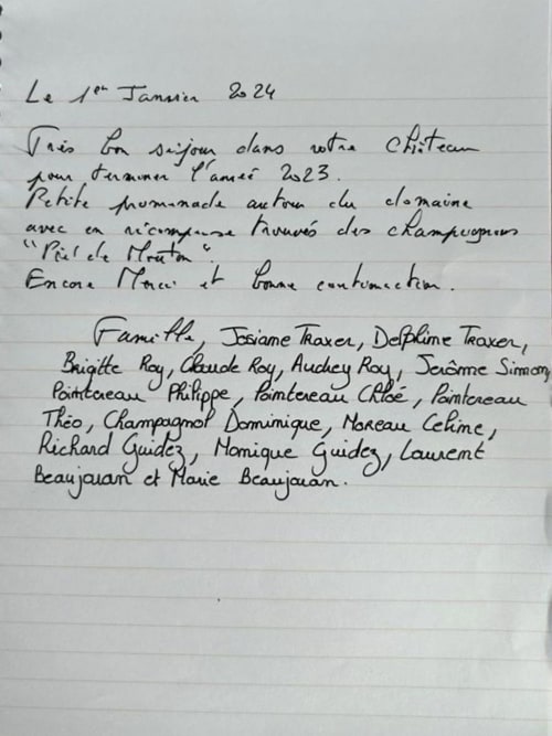 guest book of Marigné castle