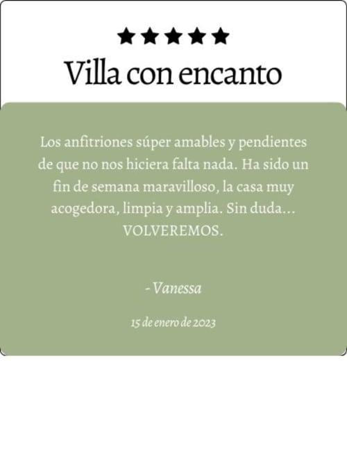 Reseña de cinco estrellas para Villa con encanto elogiando los anfitriones atentos y alojamientos impecables en Casa Rural Villa del Jerte