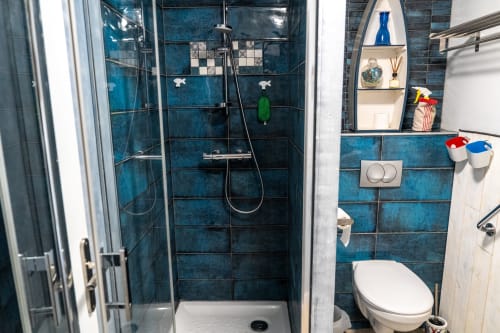 Chambres d'hôtes, table d'hôte, Espelette, salle d'eau, douche, lavabo, toilette, trois personnes,  famille, couple, tableau, art.
