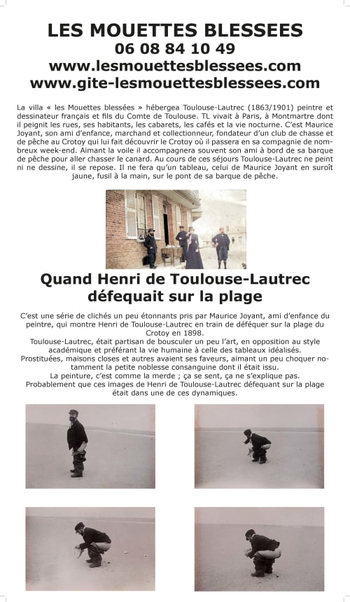 Photos historiques d'Henri de Toulouse-Lautrec à la plage du Crotoy, gîte Les Mouettes Blessées