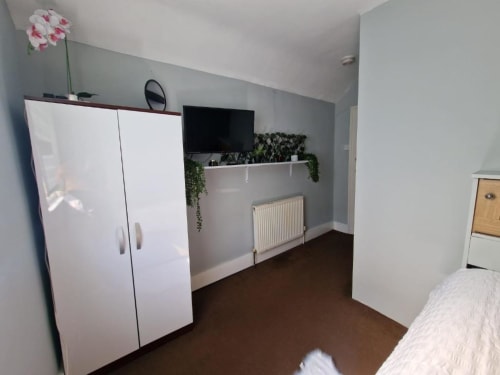 Room storage cupboards and TV