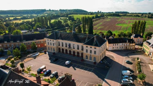 Vue aérienne du musée Jeanne Morin proche du Domaine des Thomins Maison d'hôte Cisai Saint-Aubin Hôtel Gacé