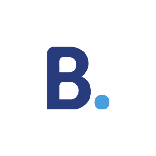 Logo Villa Vanessa B&B con B blu scuro e punto azzurro, branding ospitalità a Fregene Italia
