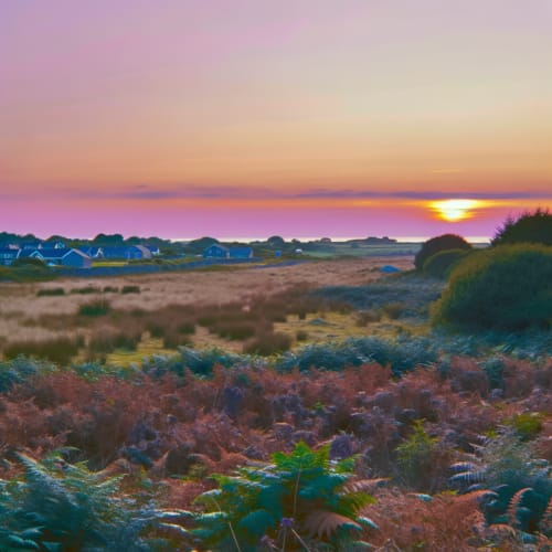 Breathtaking sunset view over Llanhamlach