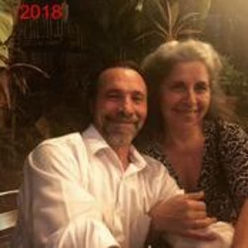 Two guests smiling at Villa Mango B&B in Nosara, Costa Rica, 2018