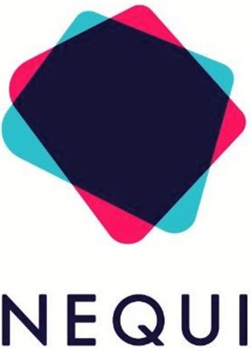 Logo de Nequi con diseño geométrico de formas turquesas y rosas con diamante oscuro central