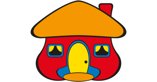 Ilustración colorida y caprichosa de una casa de champiñones para el hotel Olamar Living en Santiago de Tolú, Sucre, Colombia