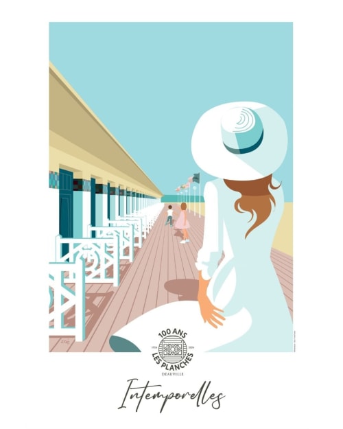 Dessin des planches de Deauville que l'on peut visiter au départ du Domaine des Thomins Maison d'hôte Cisai Saint-Aubin Hôtel Gacé