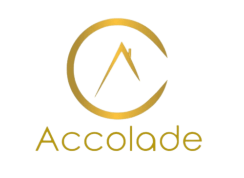 Logo de l'Hôtel Accolade avec cercle doré et flèche vers le haut, Châteaudun France