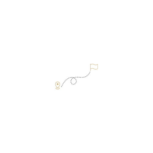 Journey path from starting point to flag destination, representing Marbella Home Rentals' travel services