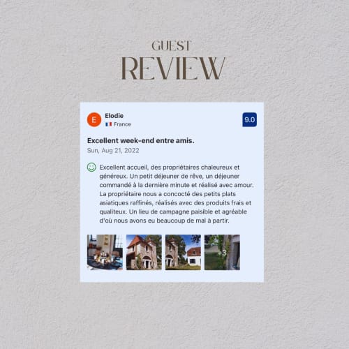 Guest review for La Guirtelle B&B in Lainsecq, France - 9.0 rating from Elodie