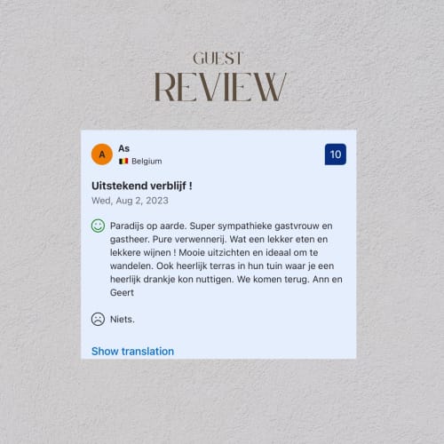 Guest review for La Guirtelle B&B in Lainsecq: 10/10 rating praising outstanding hospitality and service