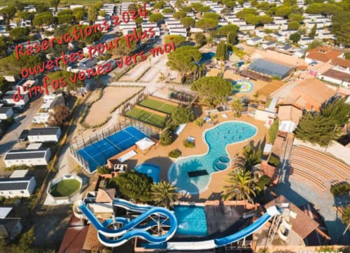 Vue aérienne Camping Mar Estang SIBLU VILLAGE 4* Espace complexe aquatique & sportif
