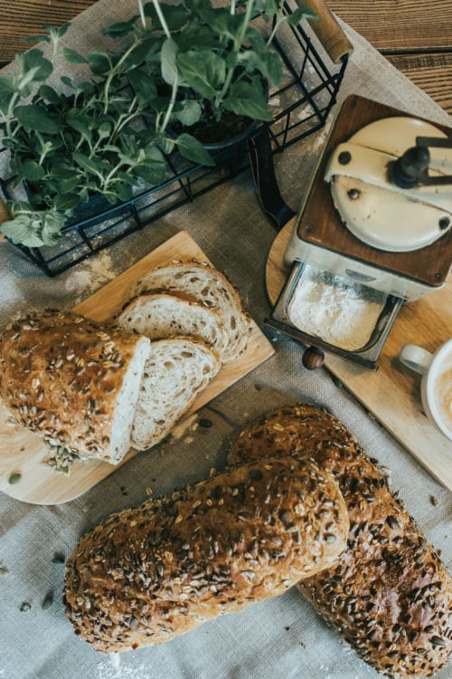 Freshly baked seeded bread and pastries displayed at Seabrook Lodge in Clifden, Co. Galway, Ireland