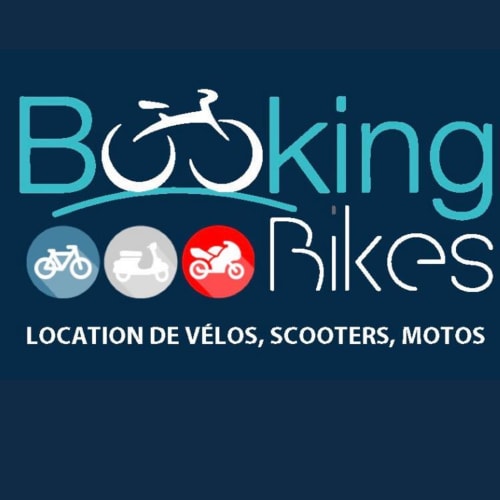 Logo di Booking Bikes per il noleggio di biciclette, monopattini e motociclette a Nizza, Francia