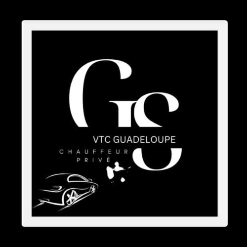 VTC Guadeloupe private driver service logo with car illustration for Habitation I'SEO in Sainte-Anne