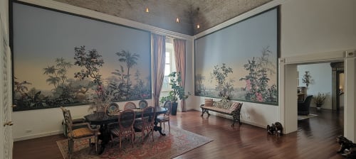 World Heritage Suite in Assisi with botanical murals, dining area, and city views from Villa Italia Management