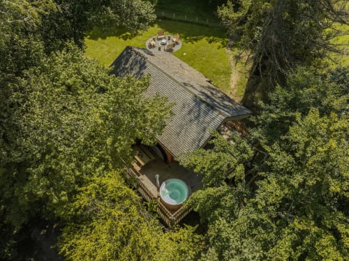 Aerial View of the Treehouse | Luxury Treehouse with Hot Tub, France 