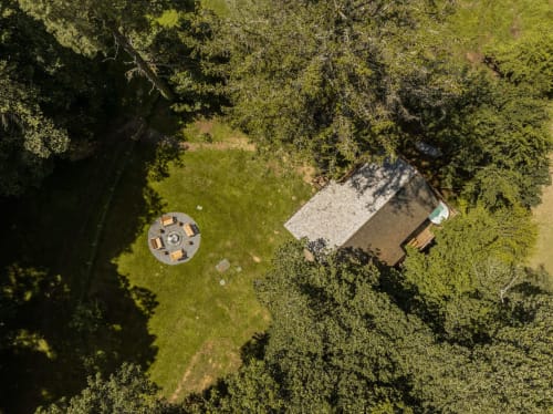 Vue d'en Haut de la Cabane, du Jacuzzi et Brassero | Nuits Insolites avec Spa pres de Limoges 