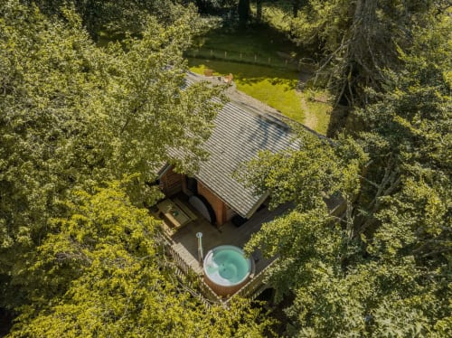 Top Down View of the Treehouse and Hot Tub | Luxury Treehouses in France 