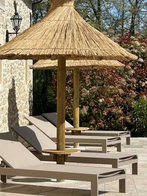 wooden parasol terrace deckchair