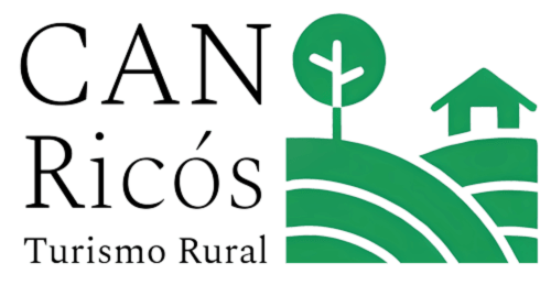 Logo Can Ricós Turismo Rural con árbol verde e icono de casa, alojamiento rural en Vallgorguina, Barcelona