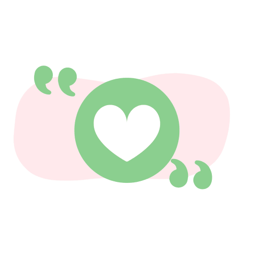 Cuore verde con virgolette su sfondo rosa per B&B I MORI a Catania