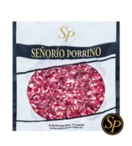 Producto de carnes curadas rebanadas Señorío Porrino con marca SP