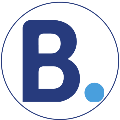 Rio Vibes Hostel logo - blue letter B in circle, Rio de Janeiro