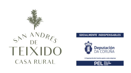 Logotipo de Casa Rural San Andres de Teixido con avales de Deputación da Coruña y PEL
