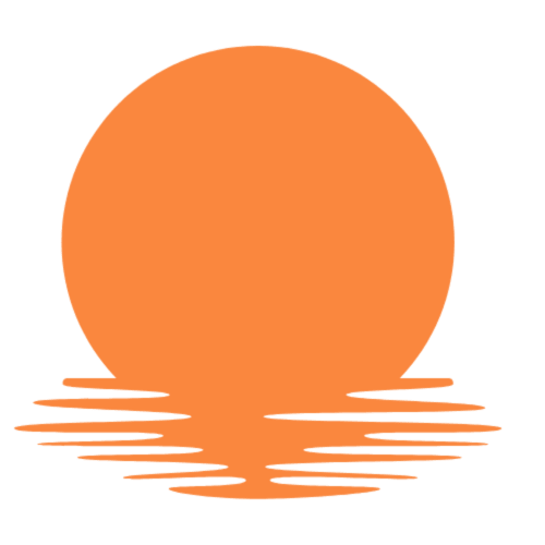Atardecer naranja sobre el océano en el Hotel 40 Cañones de Mahahual, México
