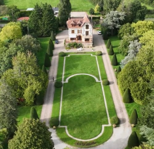 Vue aérienne au sud du Domaine des Thomins Maison d'hôte Cisai Saint-Aubin Hôtel Gacé