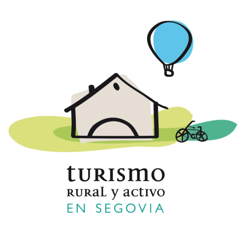 Turismo rural y activo en Segovia - Casa con ilustración de bicicleta y globo aerostático