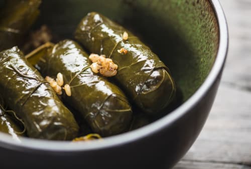 Dolmas in a bowl at Brooklyn House, a Southgate, London bed and breakfast featuring Mediterranean cuisine