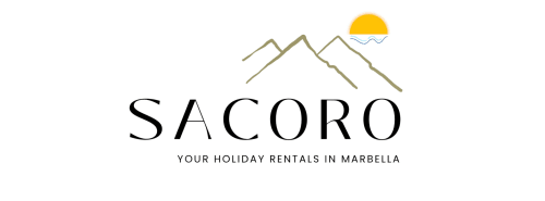 Logo de alquileres vacacionales SACORO con montañas y atardecer, propiedades de vacaciones en Marbella