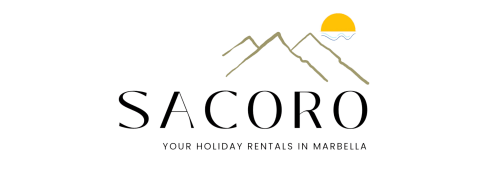 Logo de alquileres vacacionales SACORO con montañas y sol - propiedades de vacaciones en Marbella