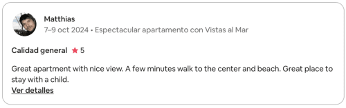Avis 5 étoiles de Matthias pour un appartement en bord de mer à Palafrugell avec vue sur la mer, près du centre et de la plage