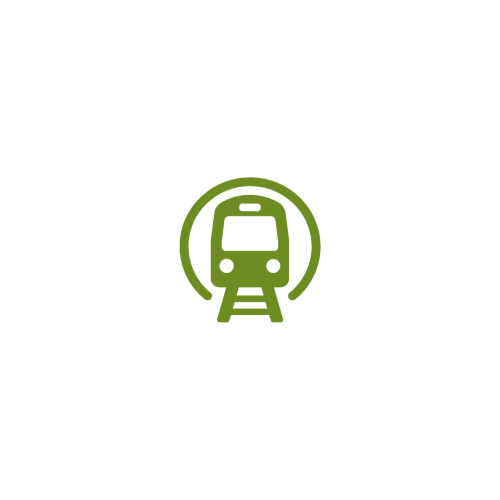 Green train icon representing transport near Can Gat Vell B&B in Girona, Empordà-Catalunya