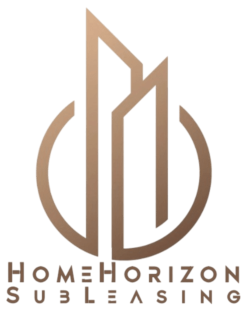 Logo Home Horizon Subleasing - design architectural moderne avec motif de flamme, gestion immobilière à Limoges
