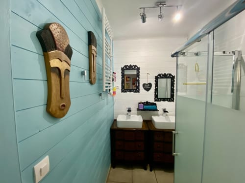 Salle de bain double vasque-linge de toilette fourni-le cocon boheme cottage