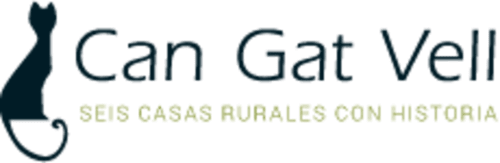 Logo Can Gat Vell con silueta de gato y lema, alojamiento rural en Girona, Empordà, Cataluña