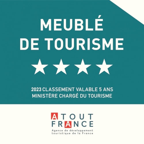 Meublé de tourisme classé 4 étoile Jacuzzi spa spa privatif escapade romantique France Nord-Pas-de-Calais Hauts-de-France Arras Ospaloft séjour évasion Logo officiel Meublé de Tourisme 4 étoiles délivré par Atout France Love Room